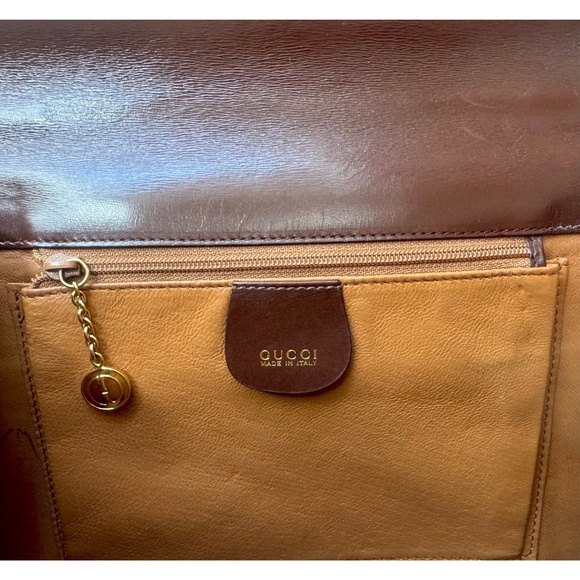 Certified Authentic Vintage Gucci Kelly Lock Key Brown Leather Shoulder Bag, COA - Picture 7 of 12